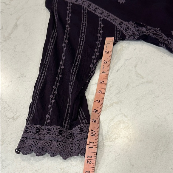 Johnny Was Embroidered Lace Trim Eyelet Purple Bohemian Crochet Top Medium - Picture 13 of 14